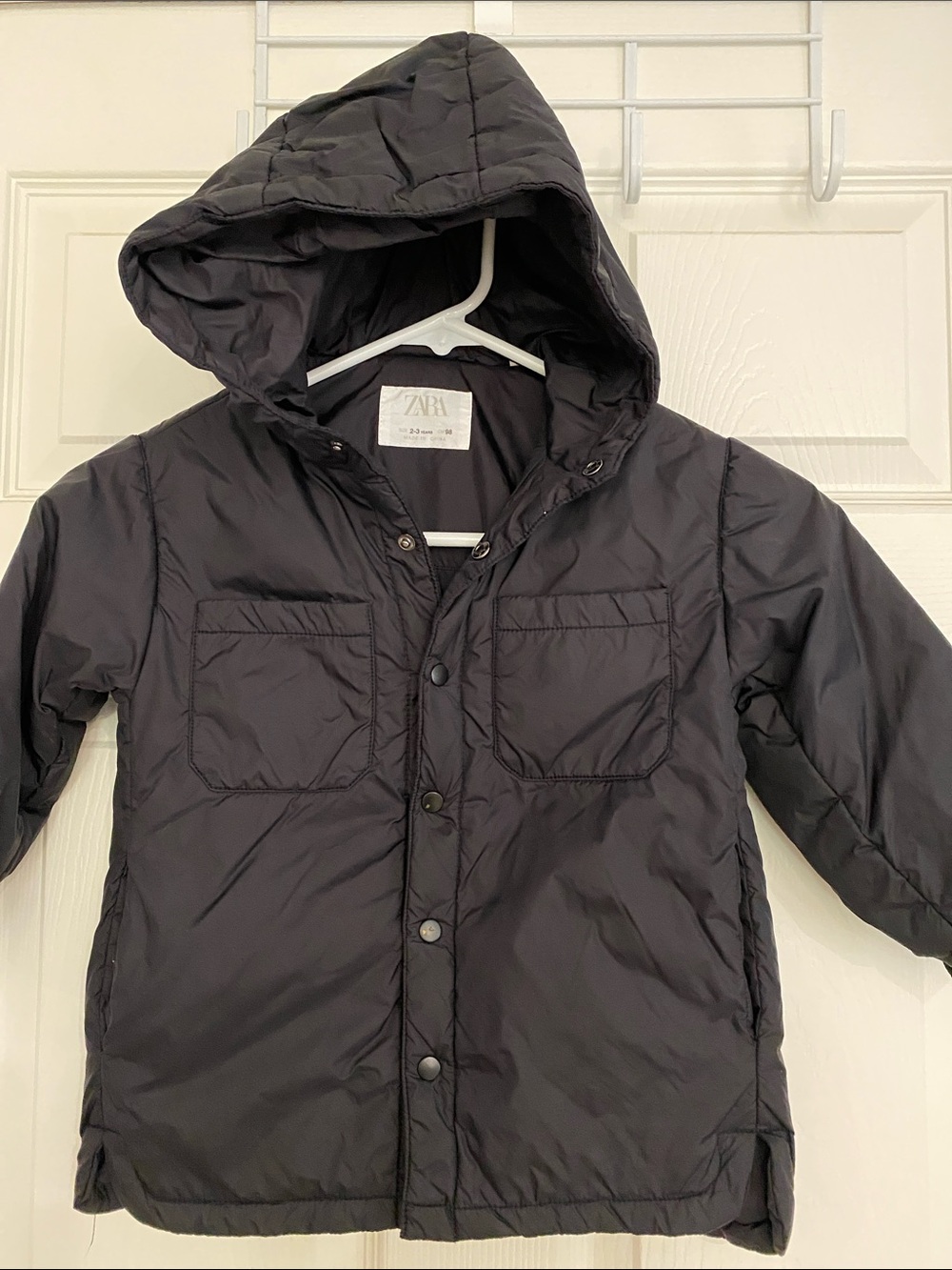 ZARA Black Hooded Puffer Coat for Kids size 2-3 years old